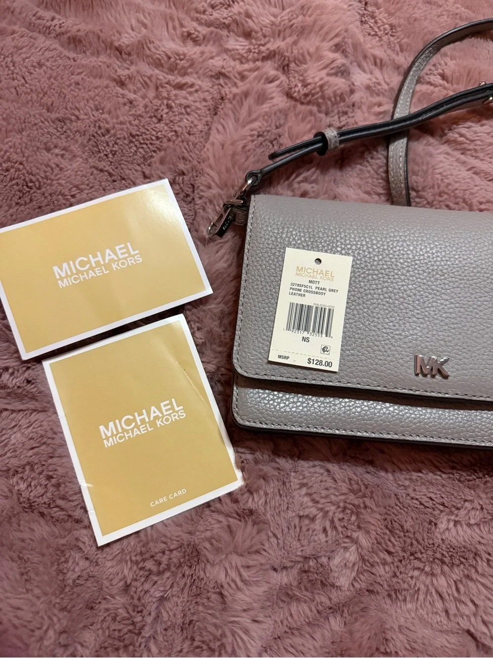 Michael Kors Pebbled Leather Crossbody in Light Gray